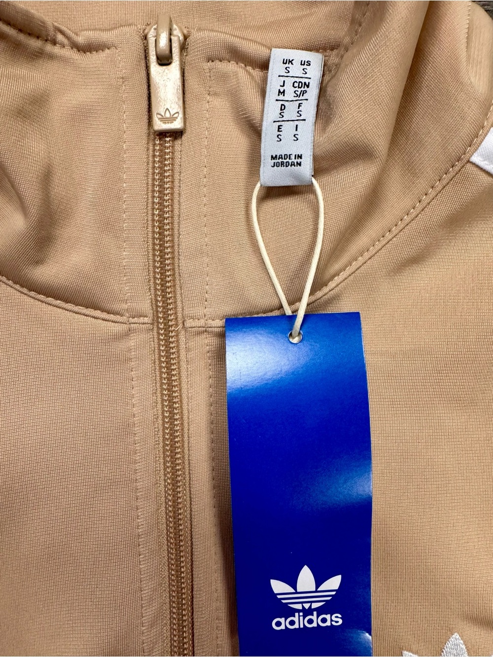 Adidas Originals Beckenbauer Track Jacket Beige Trefoil 3 Stripe NWT S - Picture 3 of 7
